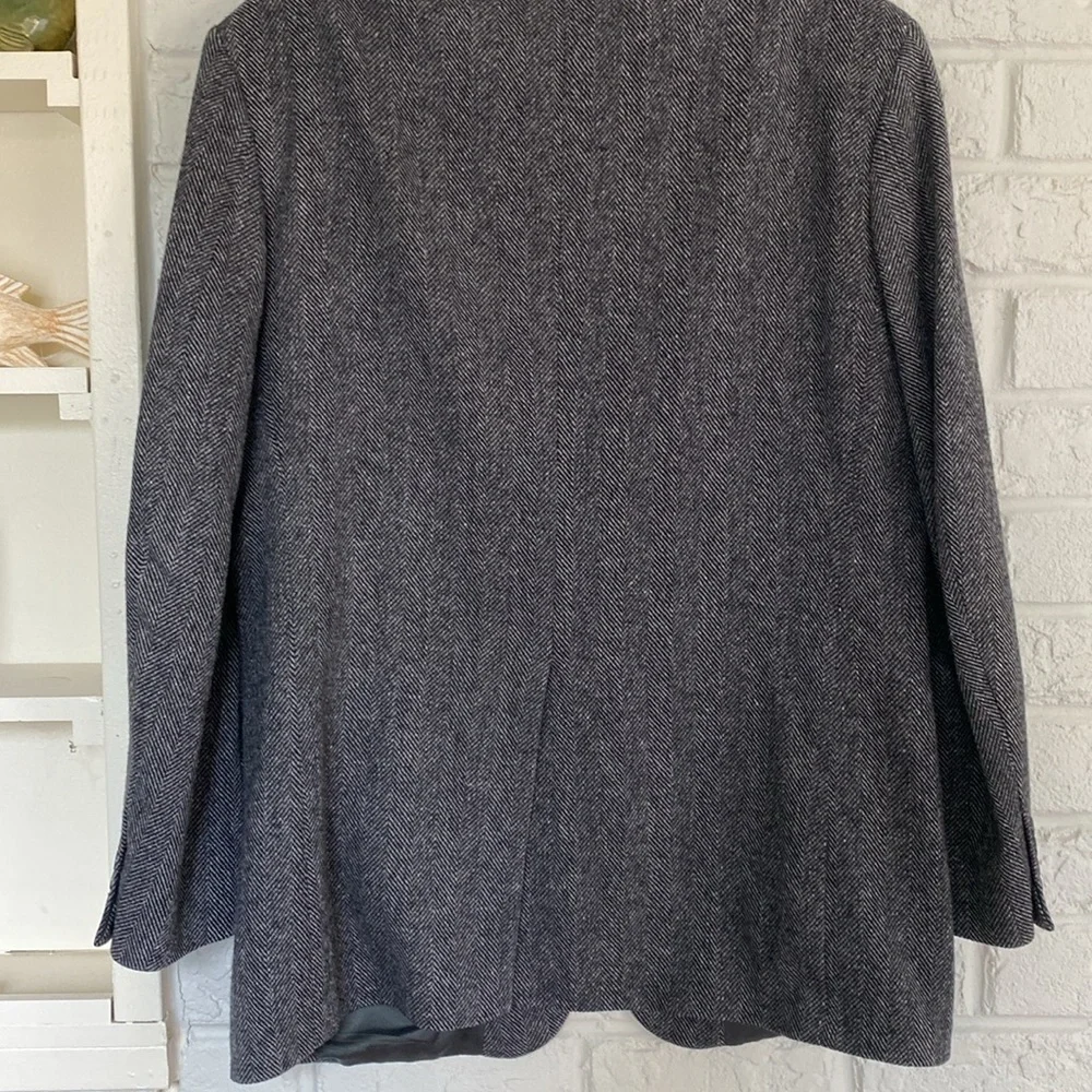 LANDS End 43L Grey Herringbone Wool Sport Jacket